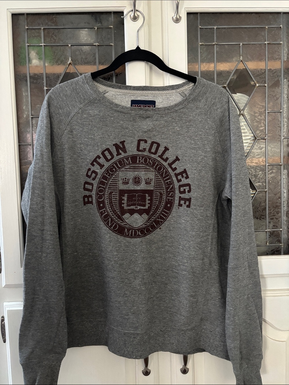 Jansport Gray Crewneck Sweatshirt with Maroon Print